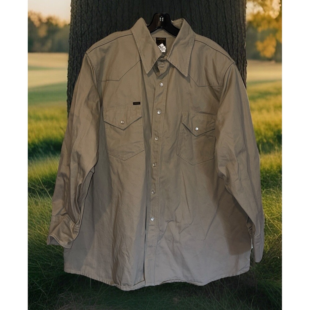 Lapco Shirt Men 19 - 35‎ 3XL Beige Canvas Welding Work Heavy Duty SEE MEASURE